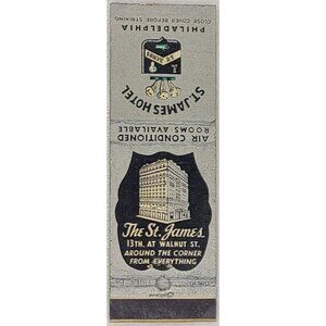 Front Strike Matchbook Cover St. James Hotel Philadelphia PA Pennsylvania